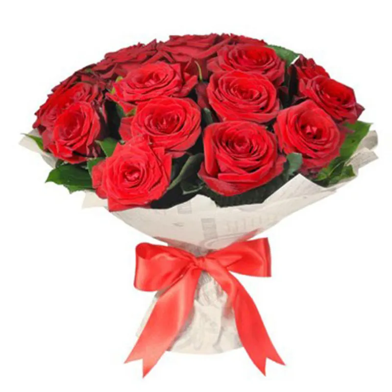 Букет из 21 красной розы в крафте, доставка Тула